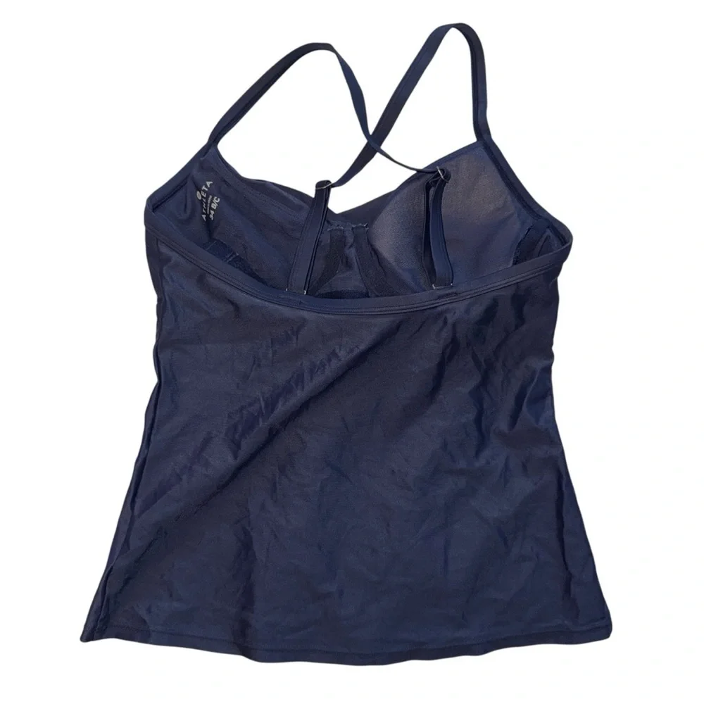 ATHLETA twister Tankini Swim Navy Blue Top Sz 34 BC